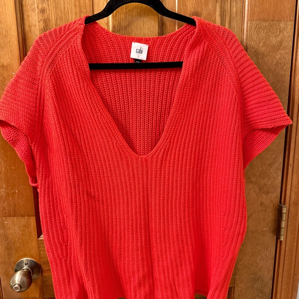 Cabi Red Knit V-Neck Sweater